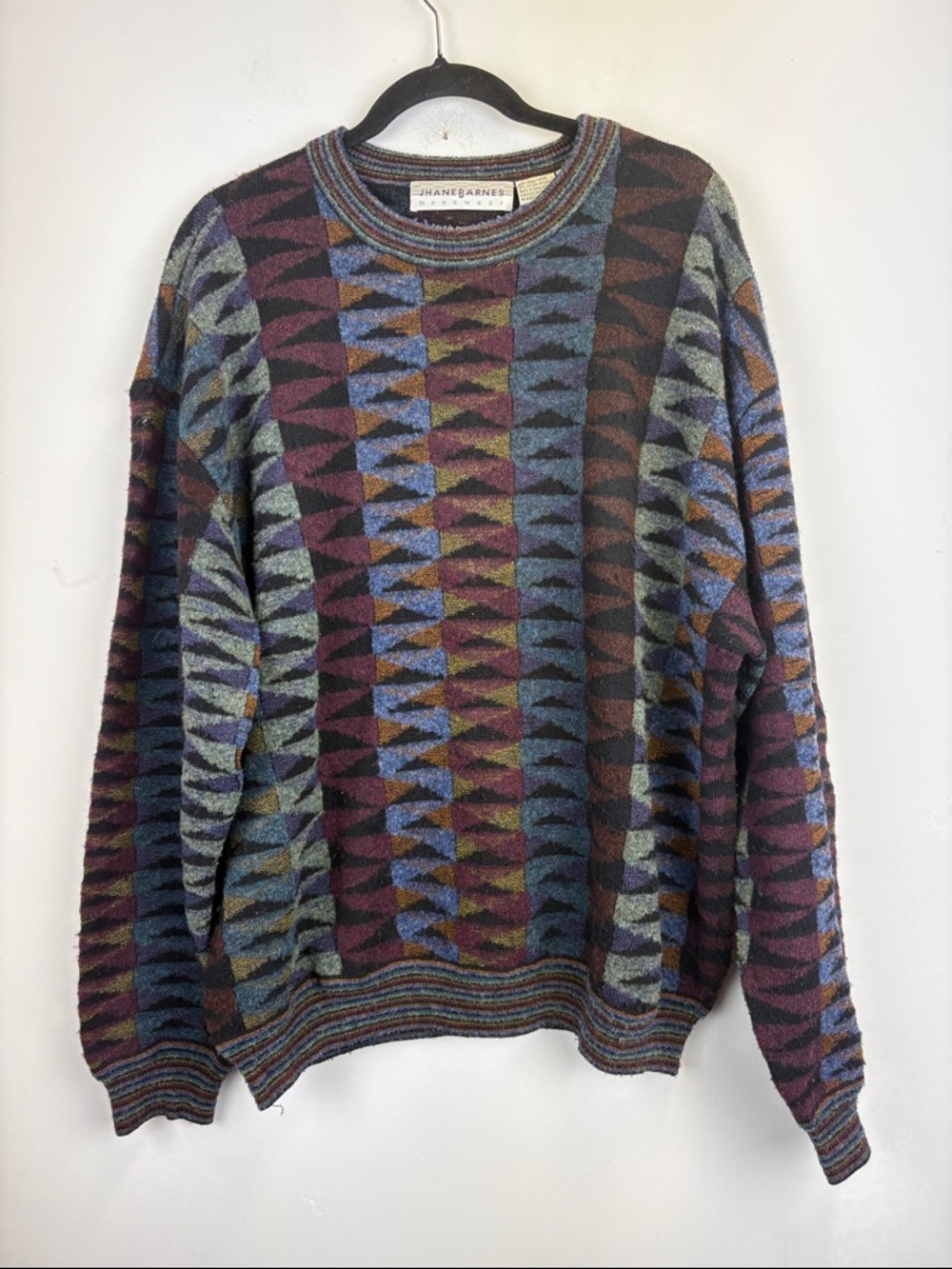 🔥 Vintage 90’s Jhane Barnes Geometric Knit Sweater Men’s Large 🔥